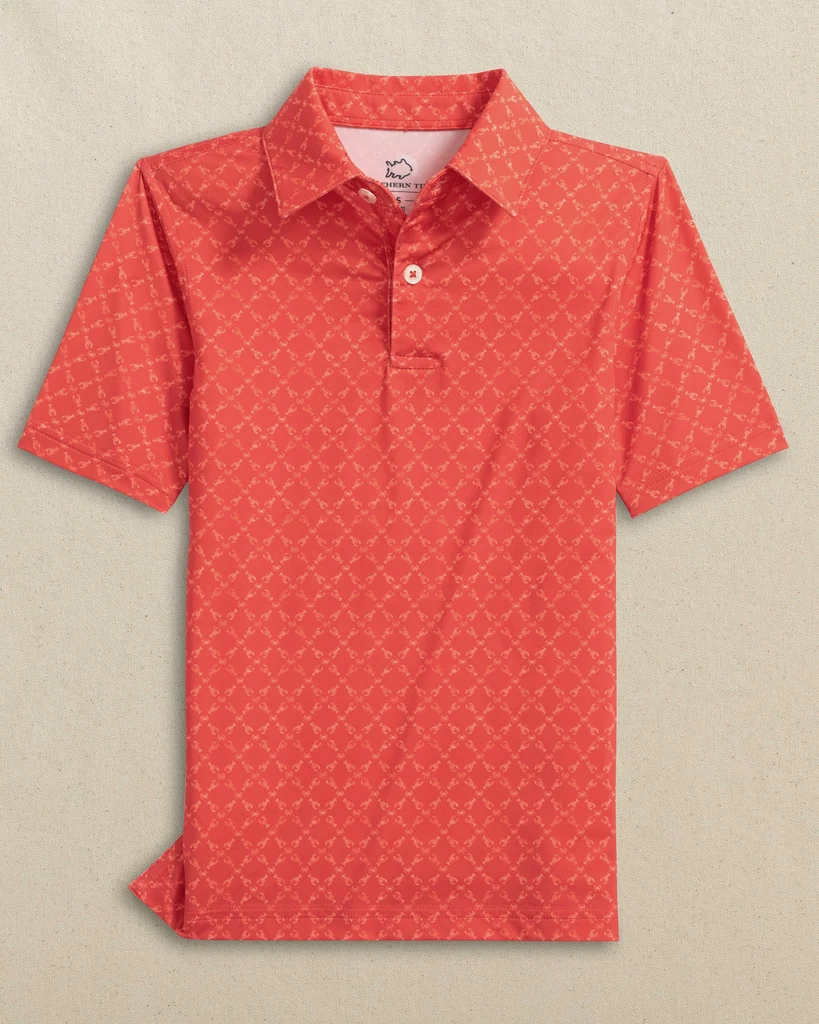 Natural Boys Driver Lobster Printed Performance Polo Long-Lasting