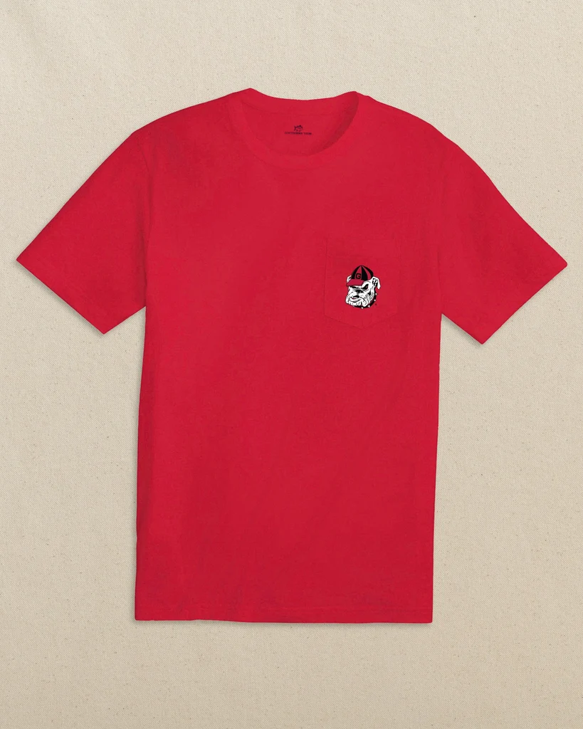 Smooth Georgia Bulldogs Head Embroidered Short Sleeve T-Shirt Stylish