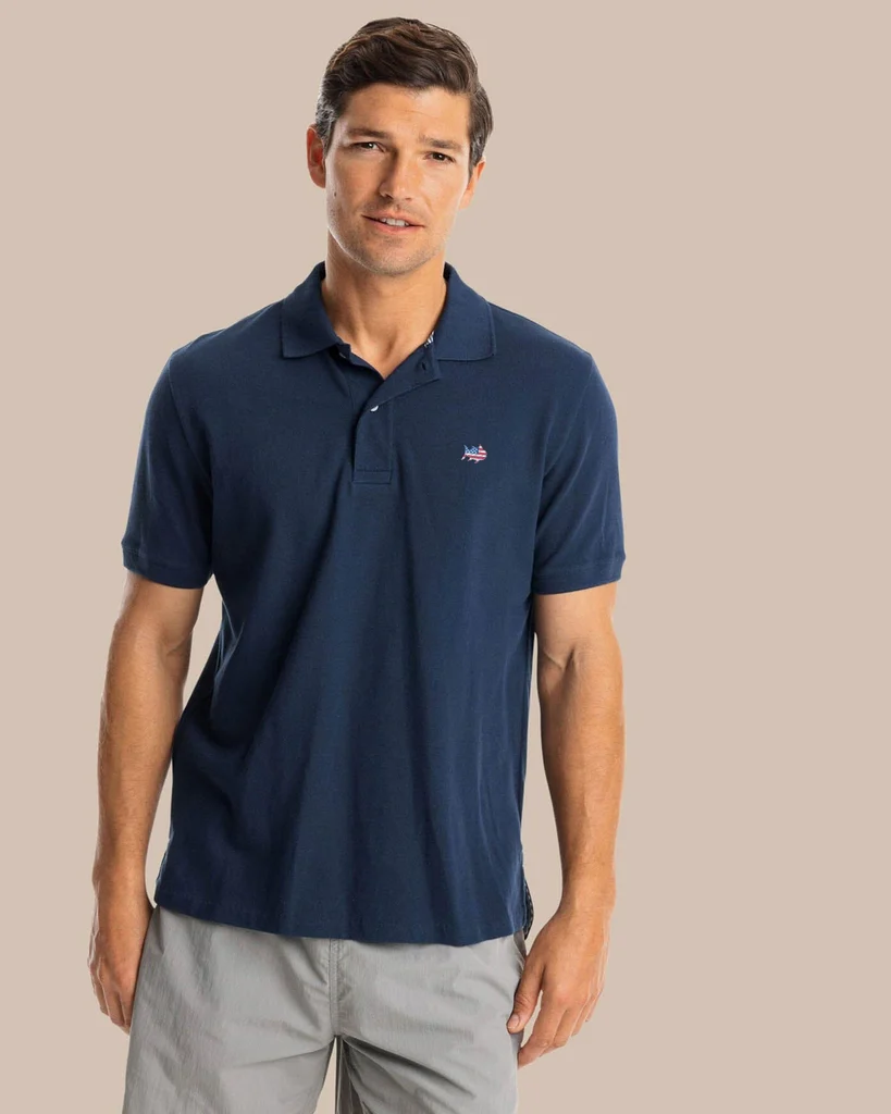 Genuine USA Flag Skipjack Polo Traditional