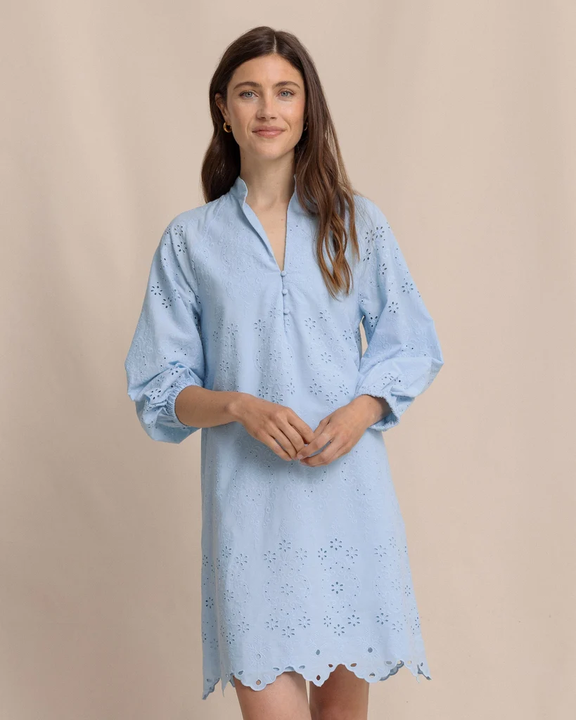 Fashionable Mandy Embroidered Bubble Sleeve Dress Natural