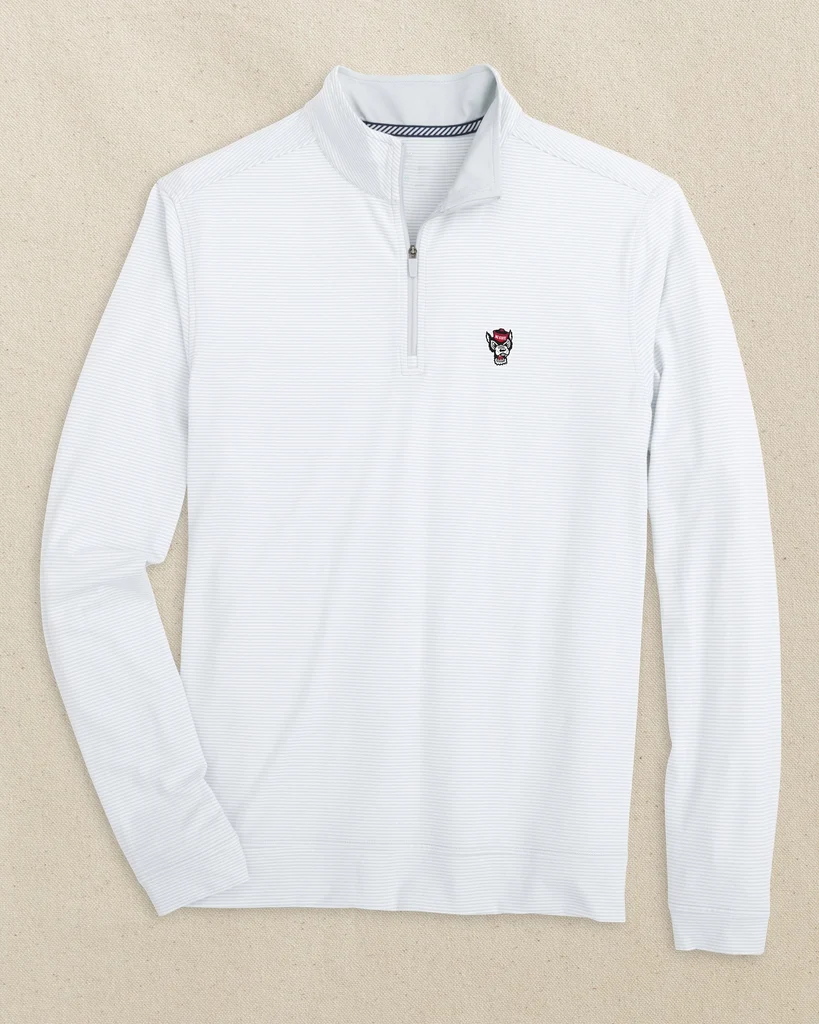 Lightweight NC State Wolf Head Cruiser Micro-Stripe Heather Quarter Zip Breathable