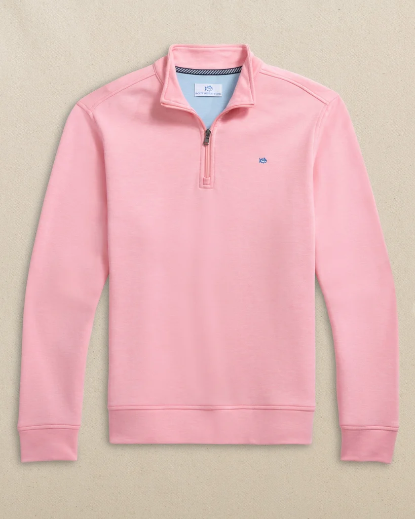 Crafted Sandy Cove Pique Quarter Zip – Sea Pink Elegant