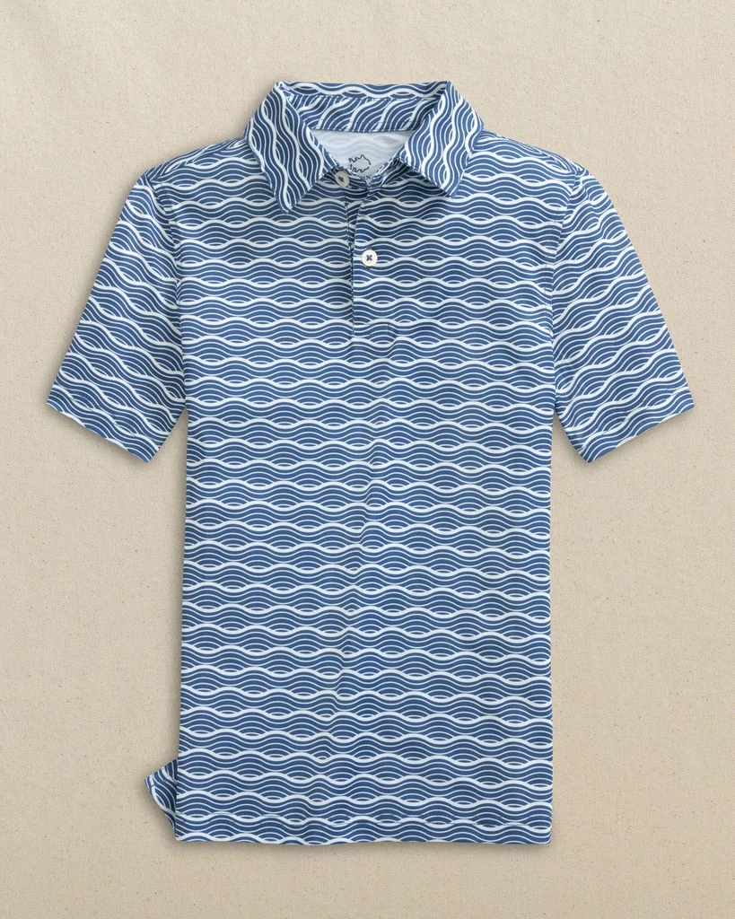 Refined Boys Driver Waves Printed Performance Polo Fine