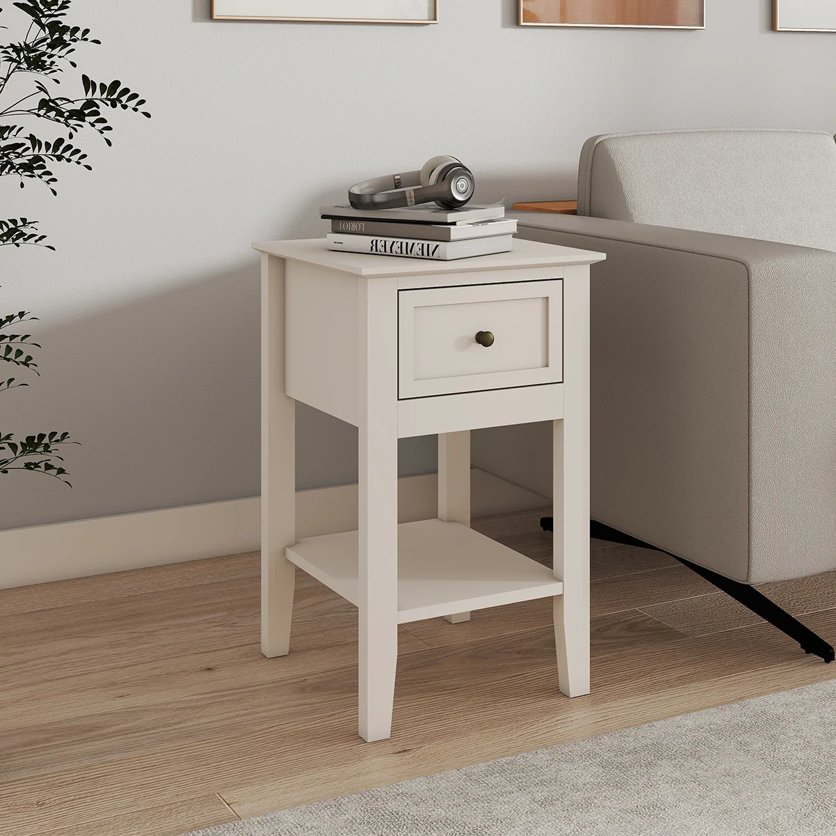 Classic One Drawer Bedside Table – Rowley Pale Cream Range Superior
