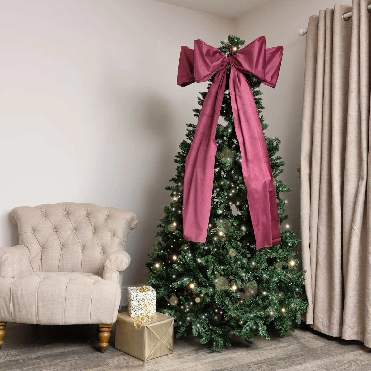 Efficient Extra Large Dark Red Velvet Christmas Bow – 70cm x 140cm Expertly Made
