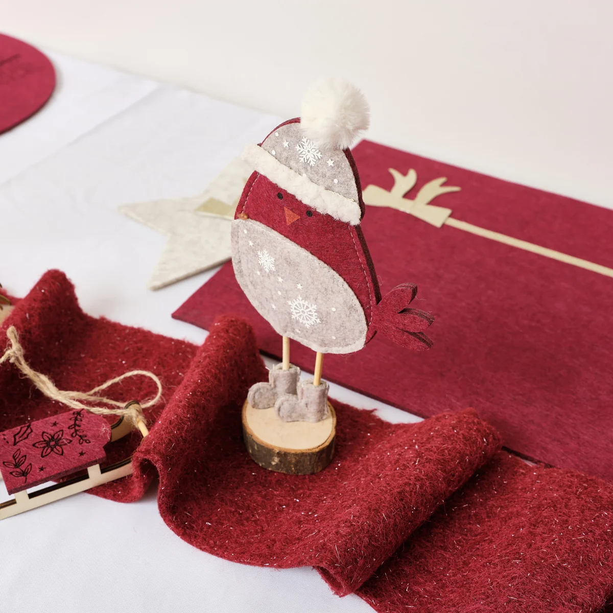 Solid Large Dark Red Wool Table Runner – 140cm 1.4m 55.1′ Convenient