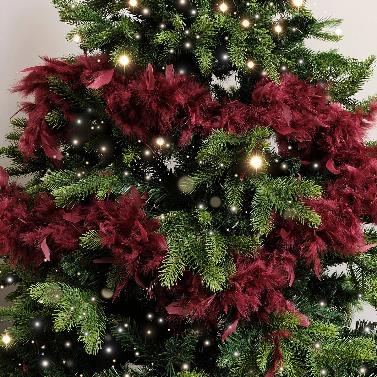 Optimized Large Oxblood Red Feather Boa Christmas Garland – 182cm 1.82m 71.6′ Selected