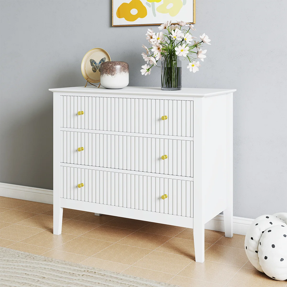Solid 3 Drawer Chest of Drawers – Hales White Range Reusable
