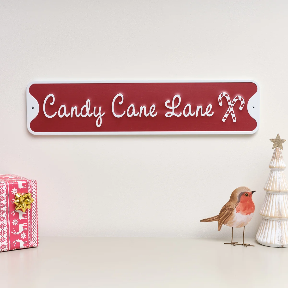 Original Red and White Candy Cane Lane Decorative Sign Specialty