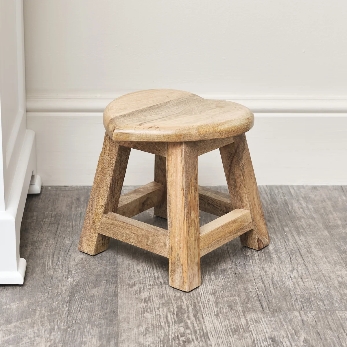 Artisan Small Mango Wood Heart Stool Secure