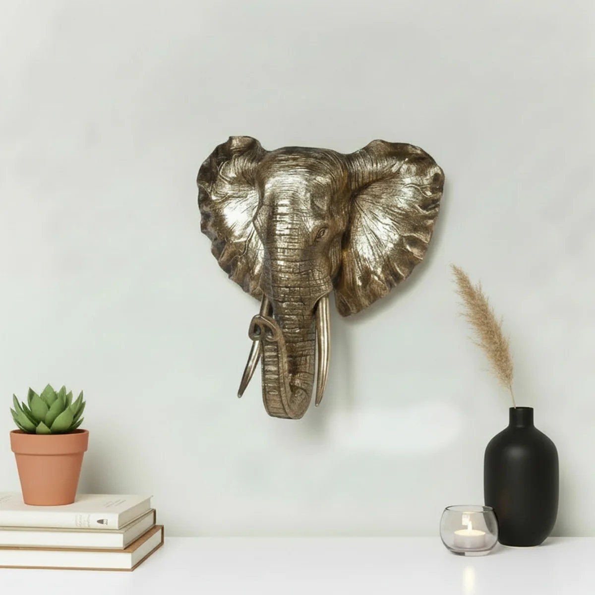 Convenient Large Gold Elephant Head Wall Mount Original Design