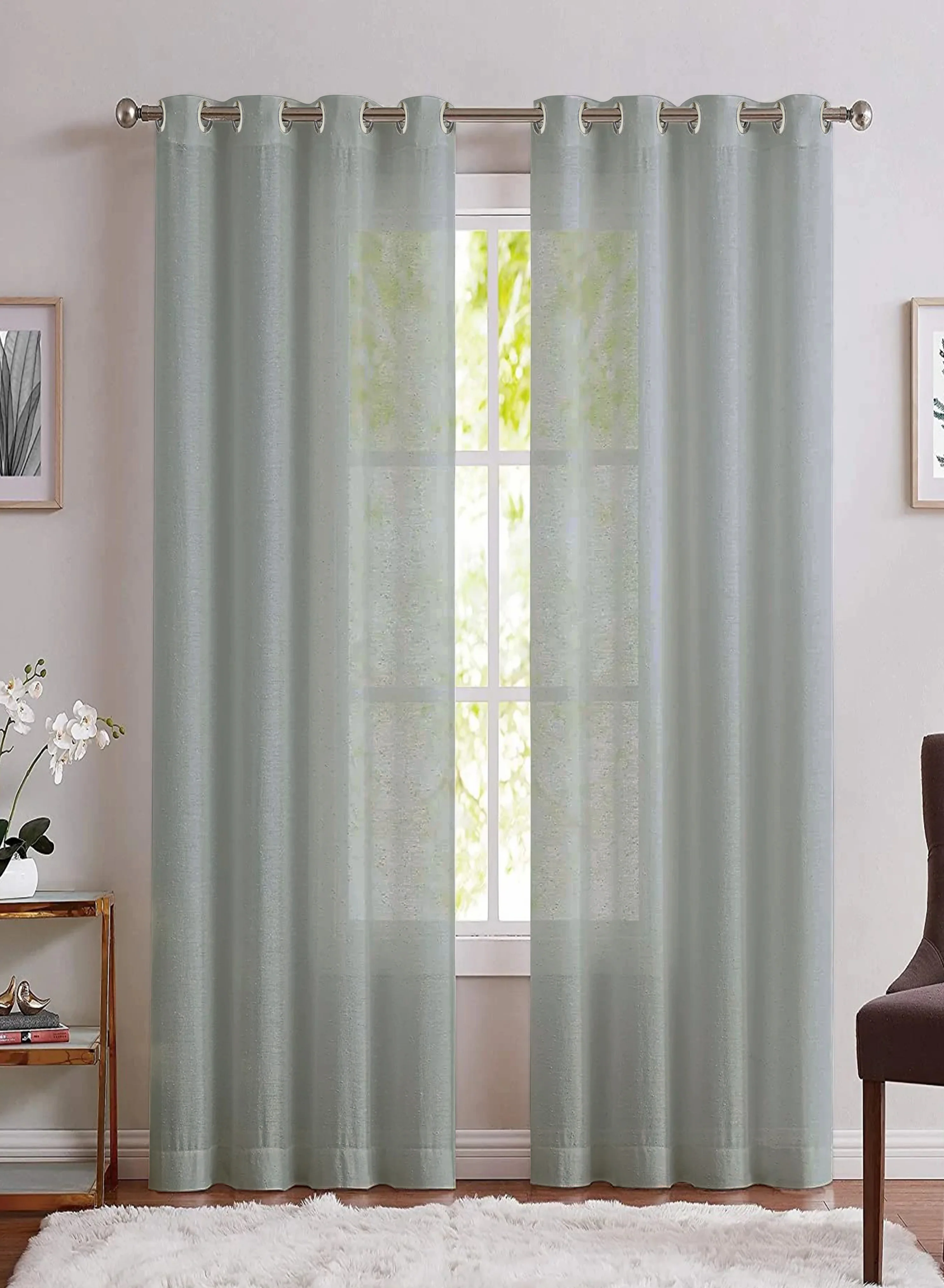 Premium Casper Plain Sheer Curtains Sage Green Set of 2The Guide to Measuring and Choosing Curtains Efficient