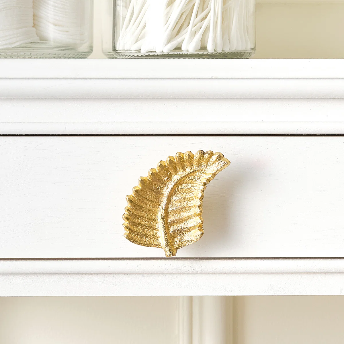 Soft Gold Curved Leaf Drawer Knob Luxury
