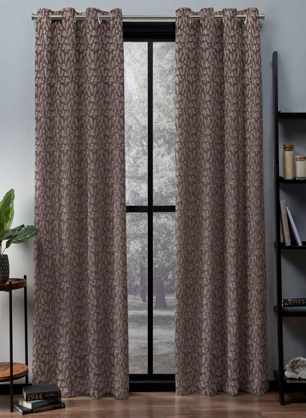 Professional Flavia Jacquard Room Darkening Curtains Intricate Leaf Design Brown Set of 2 Fully CustomizableThe Guide to Measuring and Choosing Curtains Detailed