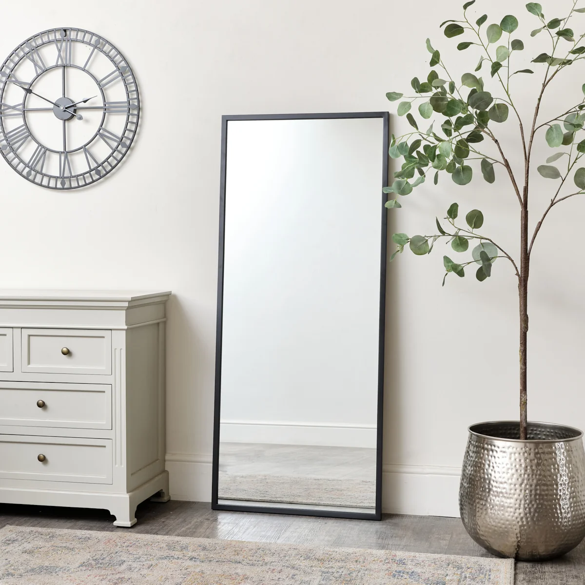 Functional Large Black Rectangle Wall Mirror 60cm x 140cm Sustainable