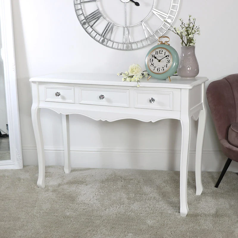 Consistent Large White 3 Drawer Console Dressing Table – Victoria Range Proven