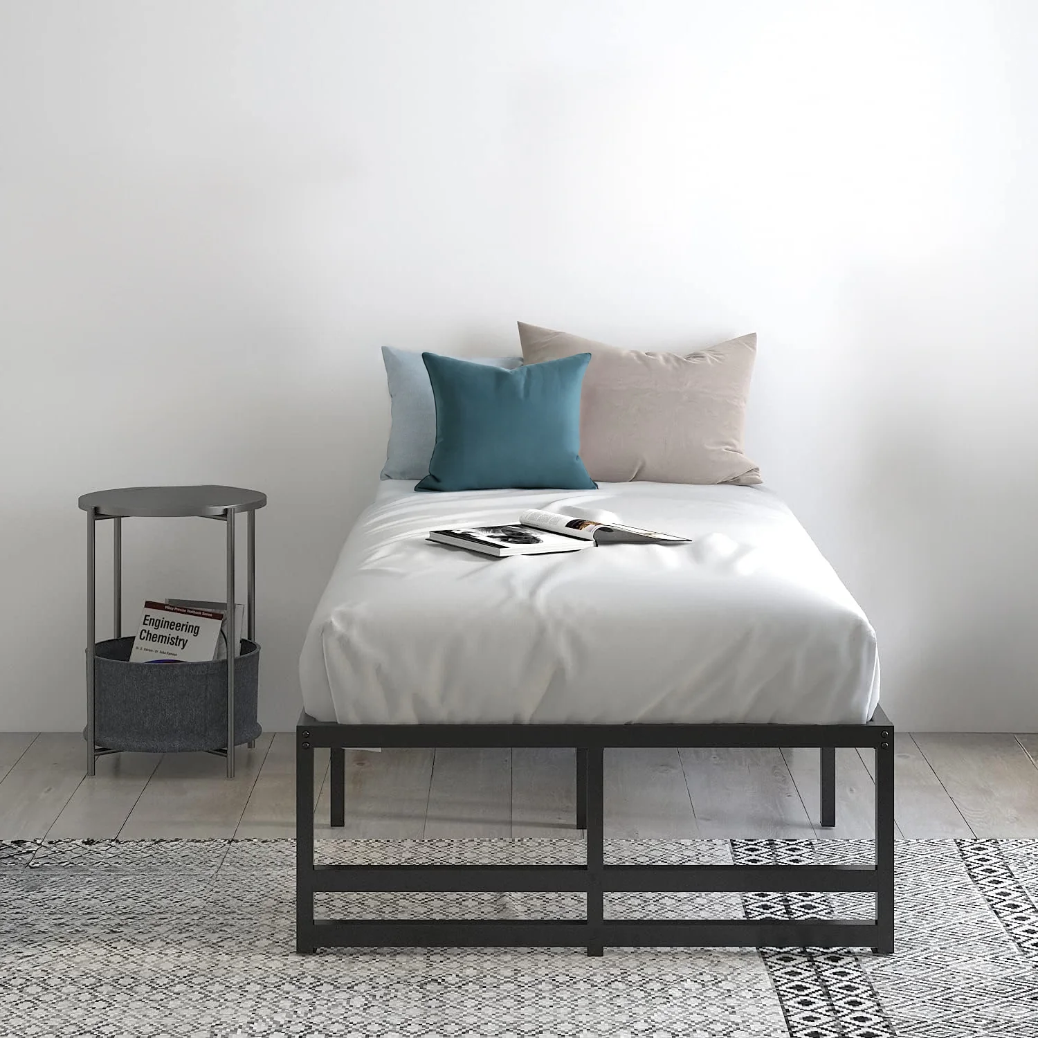 Fine Twin Size Metal Platform Bed Frame with 14 Inch Underbed Storage No Box Spring Required BlackTwin Size Metal Platform Bed Frame with 14 Inch Underbed Storage No Box Spring Required Black Practical