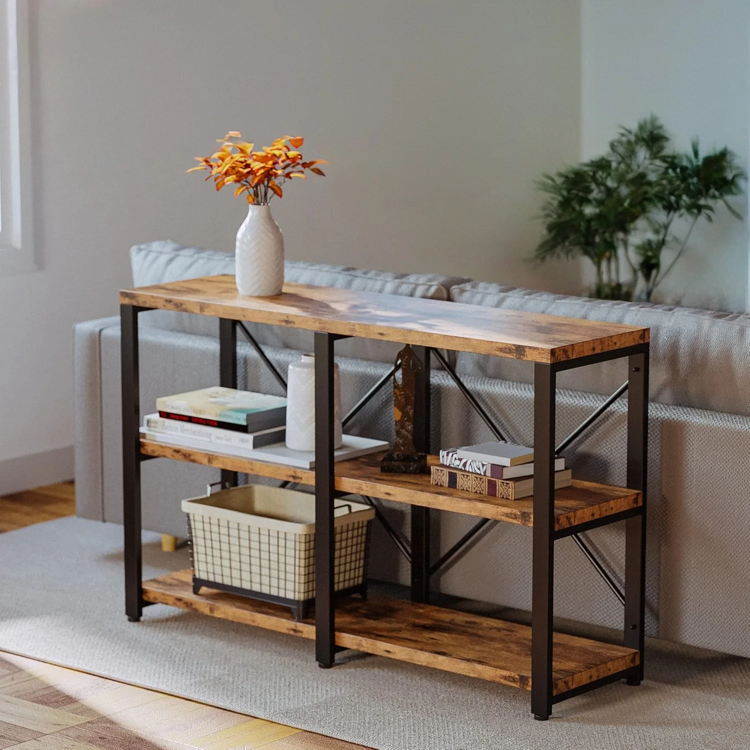 Luxury Entryway Console Table with 3 Tier Storage Racks 47 Inch Storage Shelves for Hallway Living RoomEntryway Console Table with 3 Tier Storage Racks 47 Inch Storage Shelves for Hallway Living Room Effective