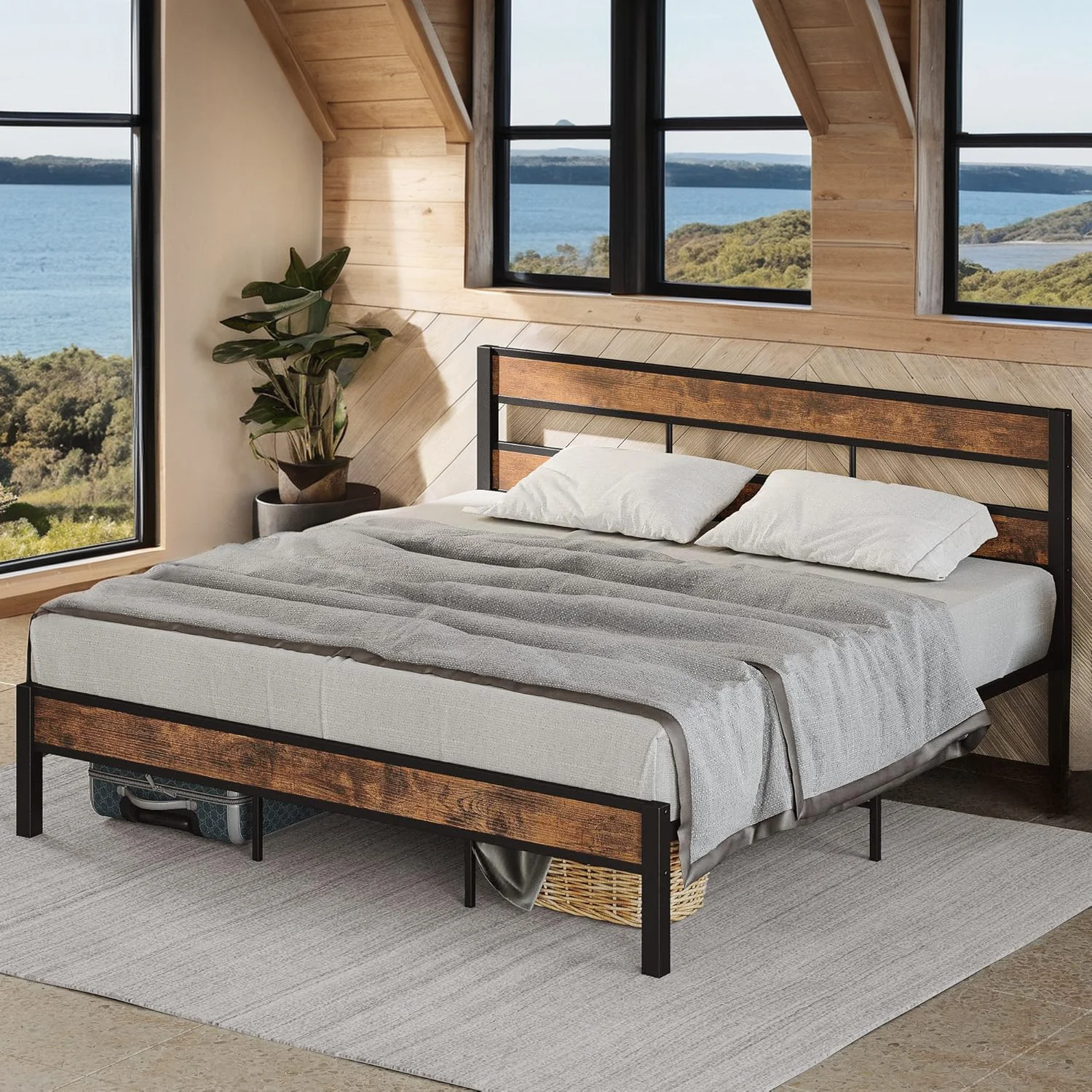 Green King Size Platform Bed Frame with Headboard Queen King Size No Box Spring RequiredKing Size Platform Bed Frame with Headboard Queen King Size No Box Spring Required Organic