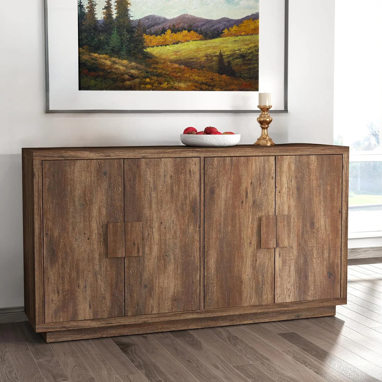 Long-Lasting 63 Inch Sideboard Cabinet with Storage Buffet Cabinet with Doors Suitable for Kitchen Living Room63 Inch Sideboard Cabinet with Storage Buffet Cabinet with Doors Suitable for Kitchen Living Room Crafted