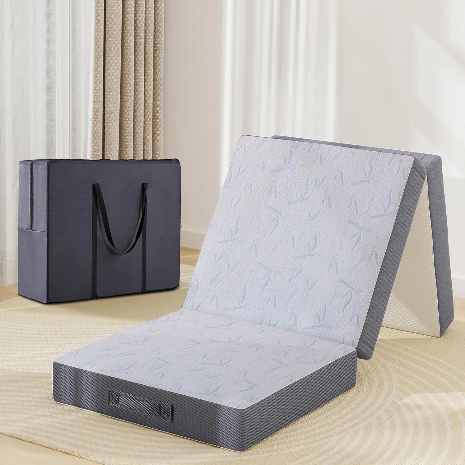 Fine Crafted Folding Mattress with Portable Storage Bag Memory Foam Tri-Fold MattressFolding Mattress with Portable Storage Bag Memory Foam Tri-Fold Mattress Lightweight