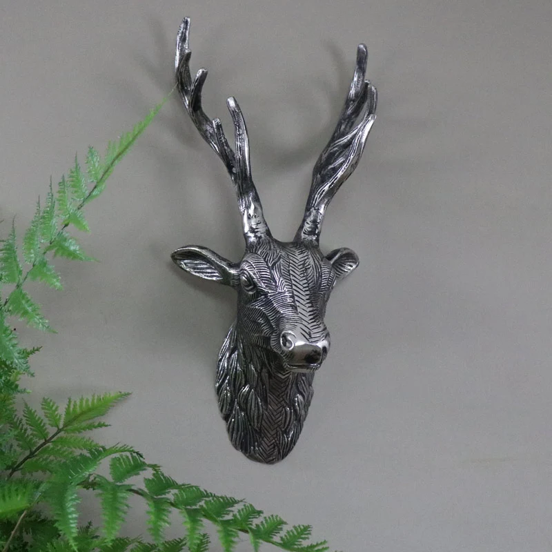 Effective Silver Metal Wall Mounted Stag Head – 18cm x 43cm Stylish