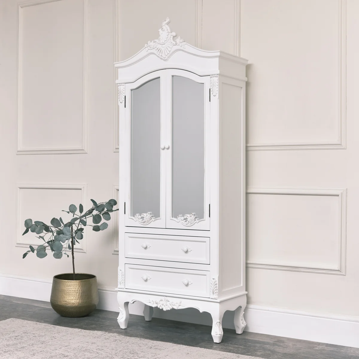 Responsible Antique White Mirrored Closet – Pays Blanc Range Sustainable