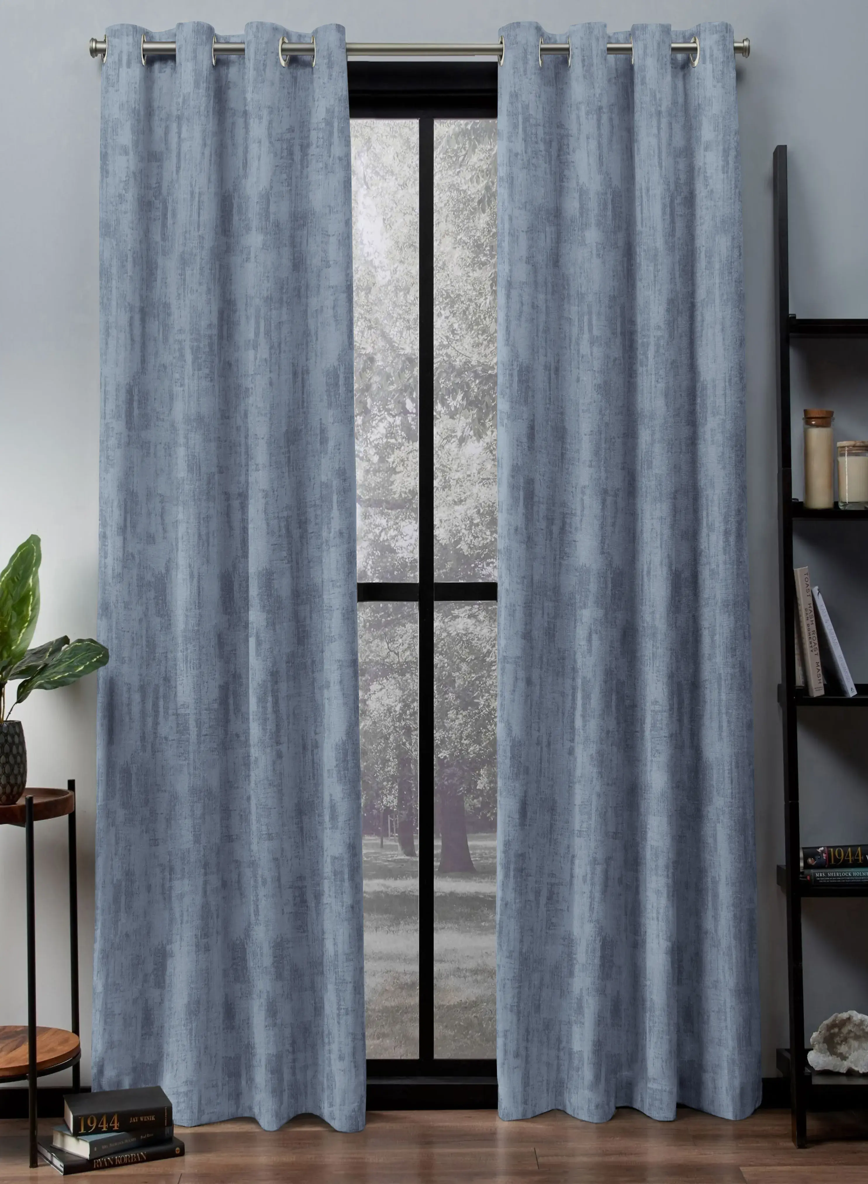 Smooth Bling Rustic Vibe Blackout Curtains Cotton Blue Set of 2The Guide to Measuring and Choosing Curtains Casual