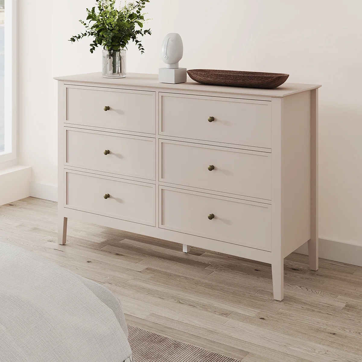 Environmentally Friendly Large 6 Drawer Chest of Drawers – Rowley Pale Cream Range Reusable