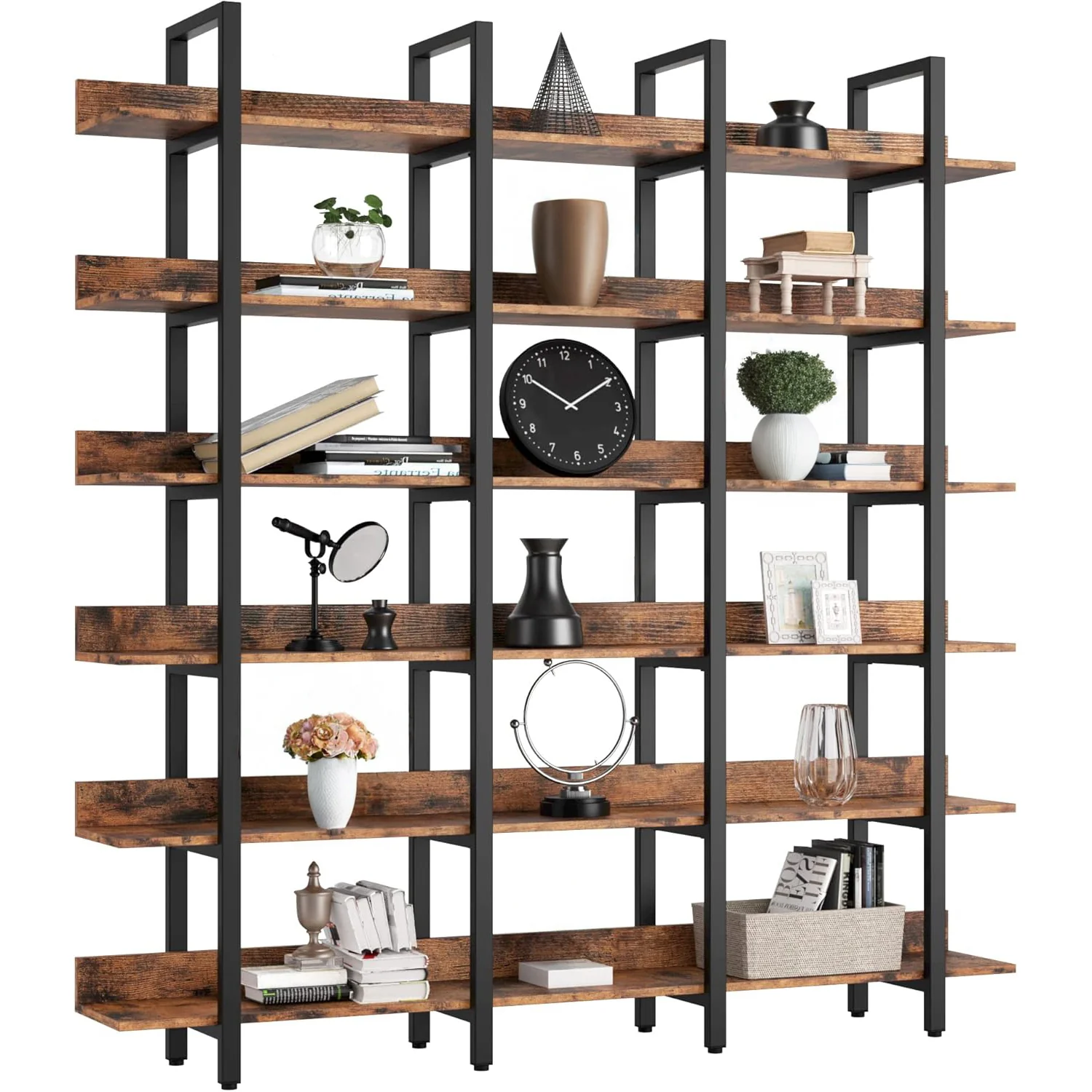 Innovative Open Bookshelf Display shelf Triple Wide 6 Tiers Large Open Shelves Bookcase and Bookshelves Etagere Bookcases with Back FenceOpen Bookshelf Display shelf Triple Wide 6 Tiers Large Open Shelves Bookcase and Bookshelves Etagere Bookcases with Back Fence Dependable