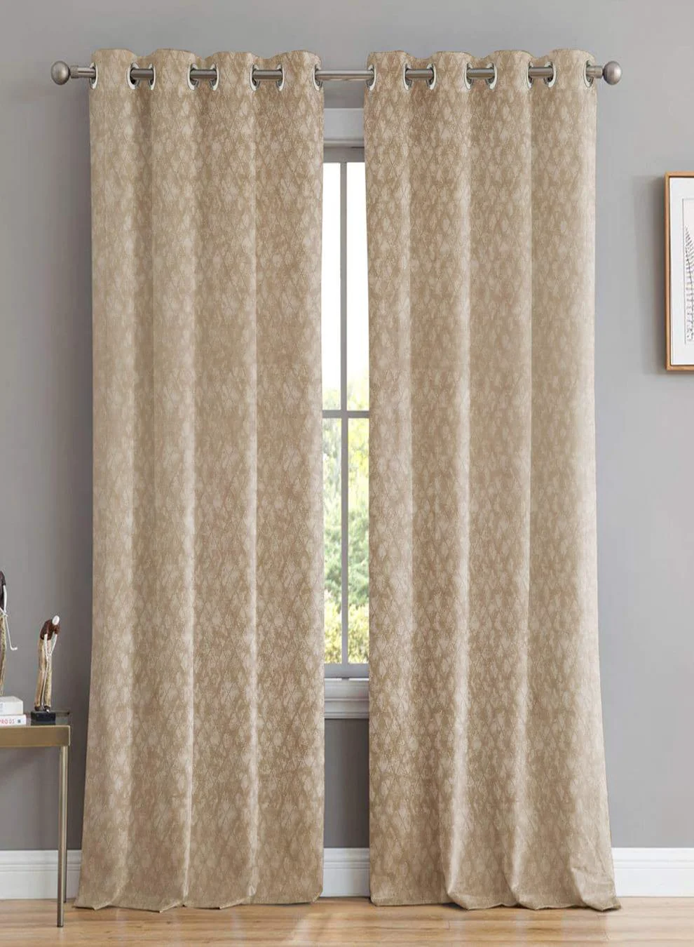 Premium Material Elwana Jacquard Blackout Curtains Golden Sand Set of 2 Pattern 1 The Guide to Measuring and Choosing Curtains Enhanced