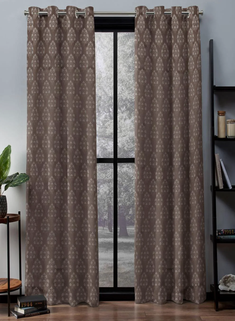 Fashionable Flavia Jacquard Blackout Curtains Intricate Floral Motifs Total Light Block Brown Set of 2 Fully CustomizableThe Guide to Measuring and Choosing Curtains Professional