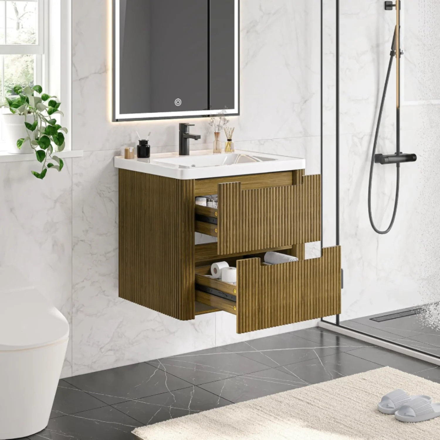 Unique 24 Bathroom Vanity with Sink Combo Small Bathroom Vanity Wall Mounted Floating Vanity with Soft-Close Drawers24 Bathroom Vanity with Sink Combo Small Bathroom Vanity Wall Mounted Floating Vanity with Soft-Close Drawers Next-Generation