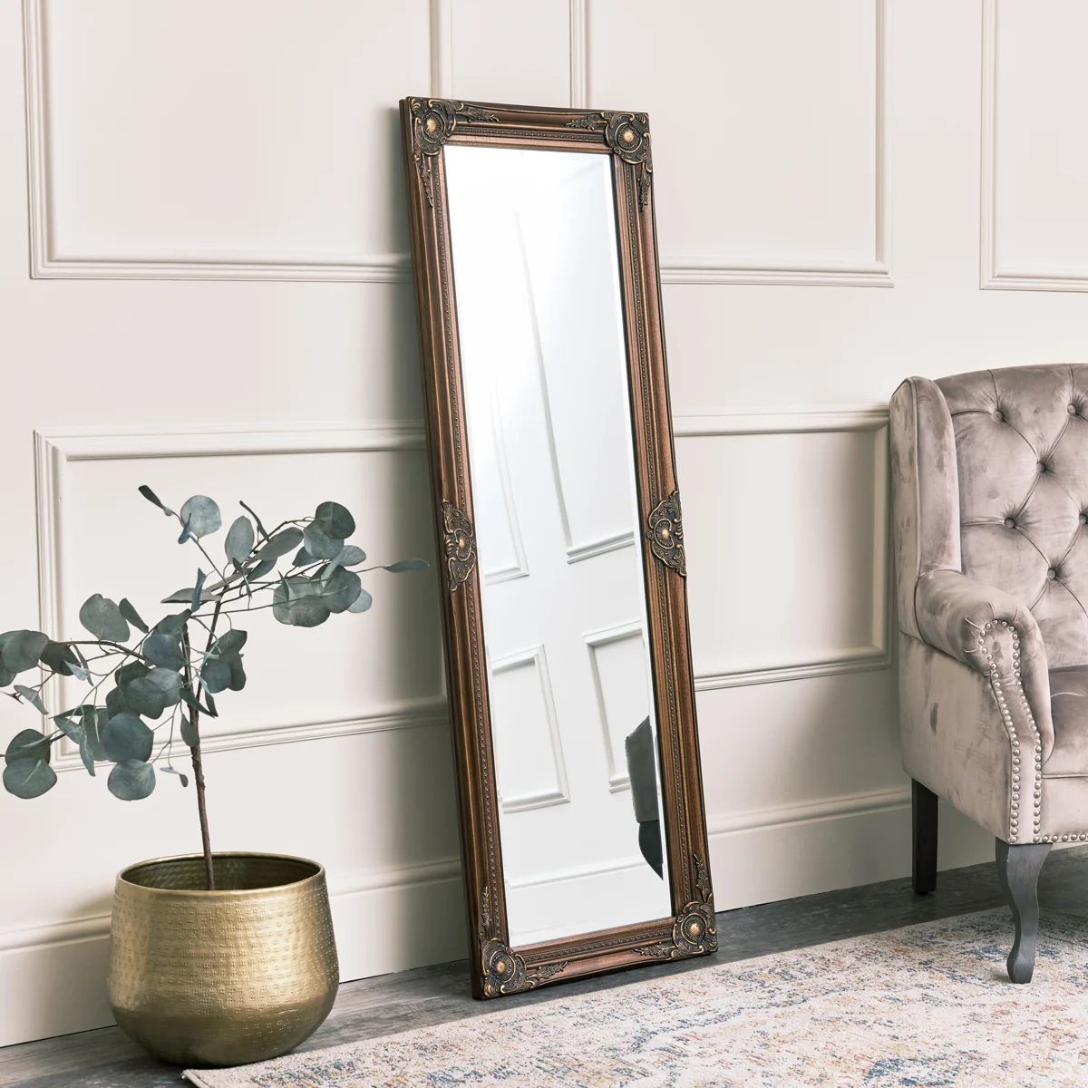 Top-Quality Tall Ornate Gold Wall Mirror – 47cm x 142cm Quality