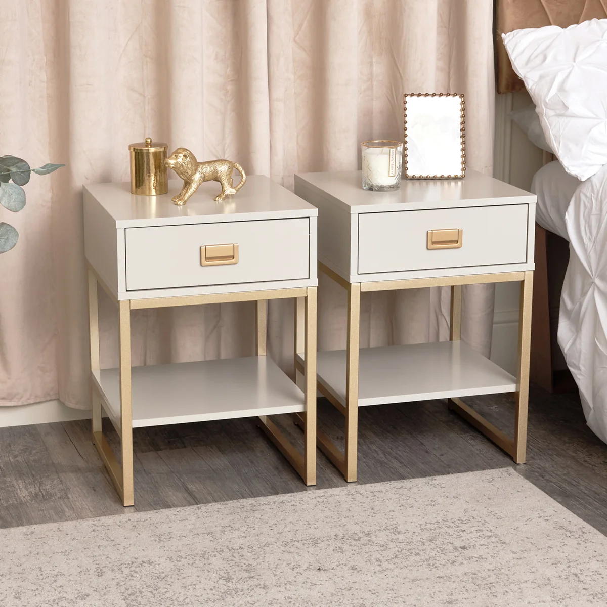 Classic Pair of One Drawer Bedside Tables – Elle Stone Range Effective