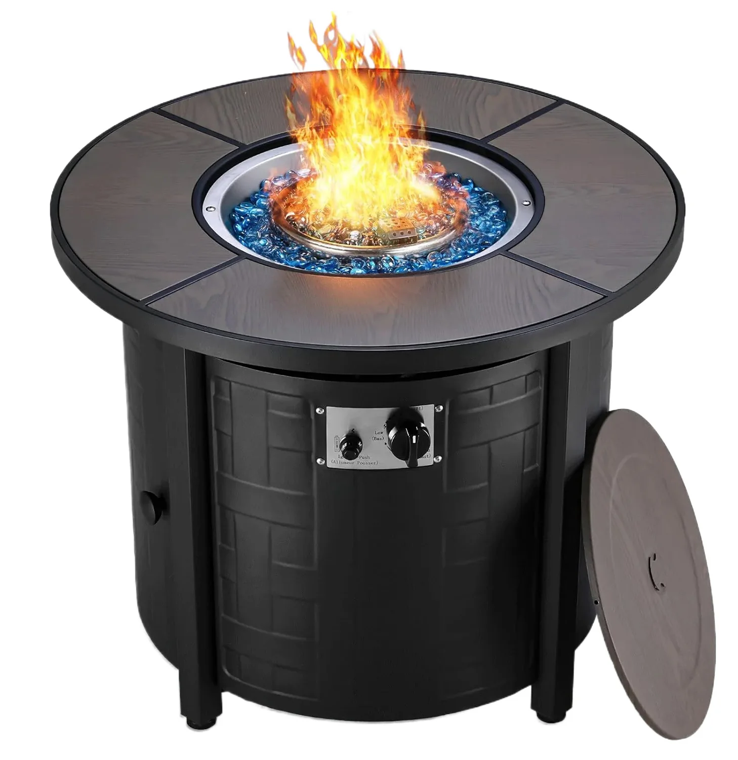 Powerful 30-inch Propane Fire Pit Table 50 000 BTU Auto-Ignition Gas Fire Pits with Waterproof Cover30-inch Propane Fire Pit Table 50 000 BTU Auto-Ignition Gas Fire Pits with Waterproof Cover Breathable