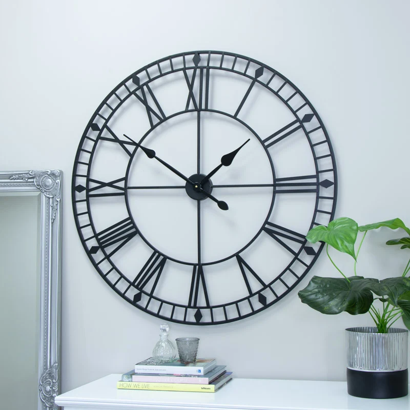 Casual Large Black Iron Skeleton Wall Clock 88cm x 88cm Recyclable