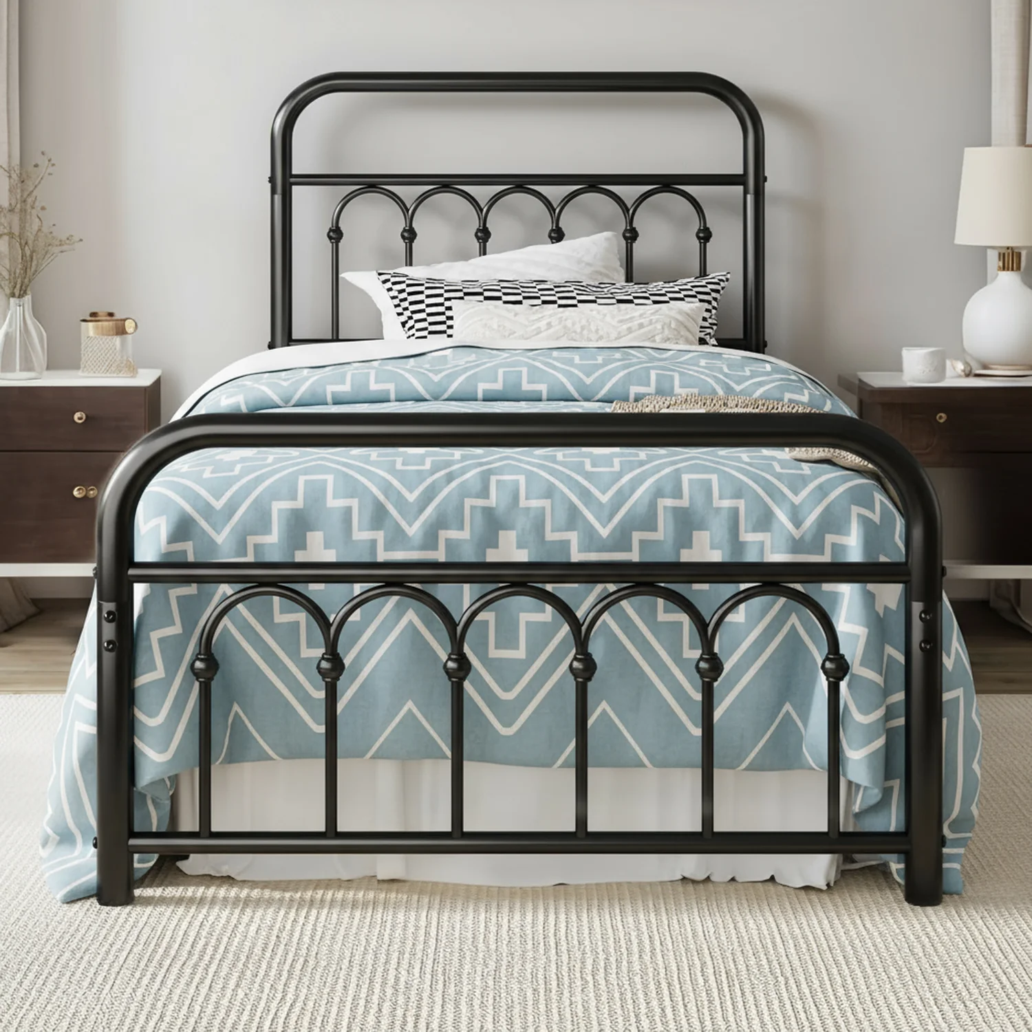 Stylish Arcade-Arch Twin Size Victorian Platform Metal Bed Frame with Headboard and FootboardArcade-Arch Twin Size Victorian Platform Metal Bed Frame with Headboard and Footboard Selected