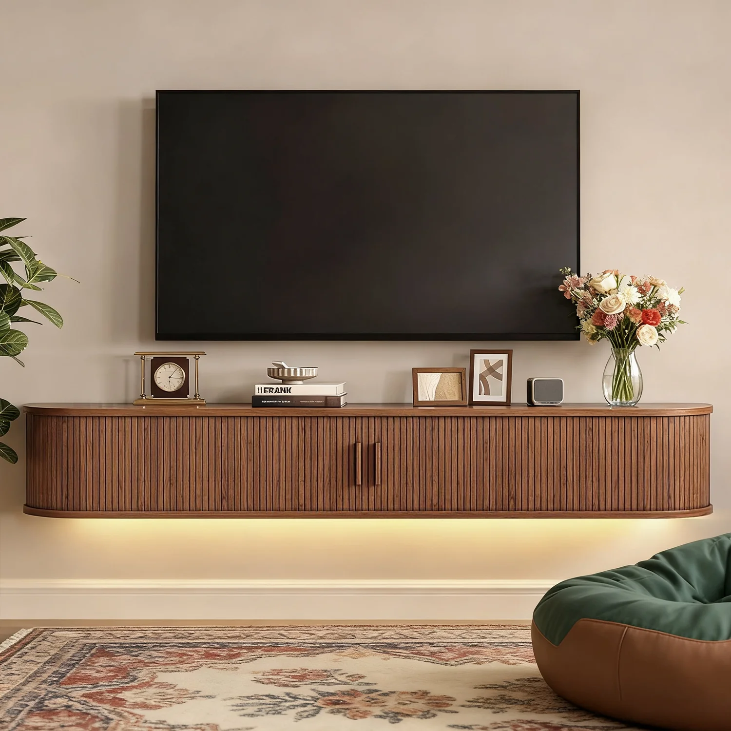 Practical Floating TV Stand with Storage 71 Wall Mounted Entertainment Center with LED Lights and Power Outlet for Living RoomFloating TV Stand with Storage 71 Wall Mounted Entertainment Center with LED Lights and Power Outlet for Living Room Carefully Designed