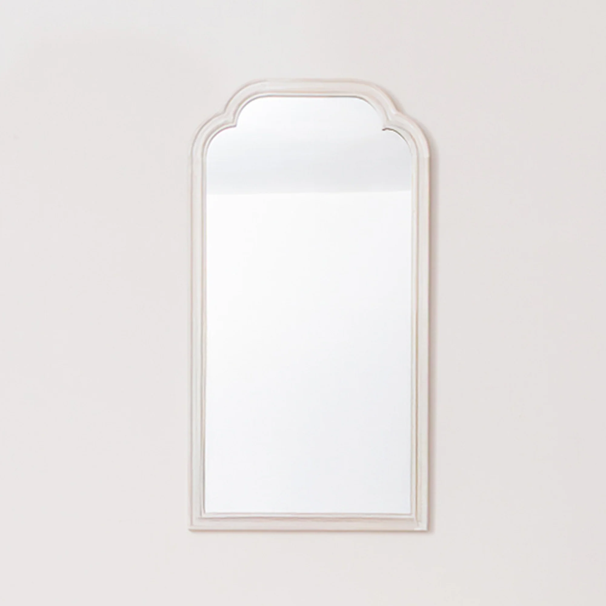 Soft White Washed Distressed Wooden Frame Wall Mirror – 40cm x 75cm Consistent