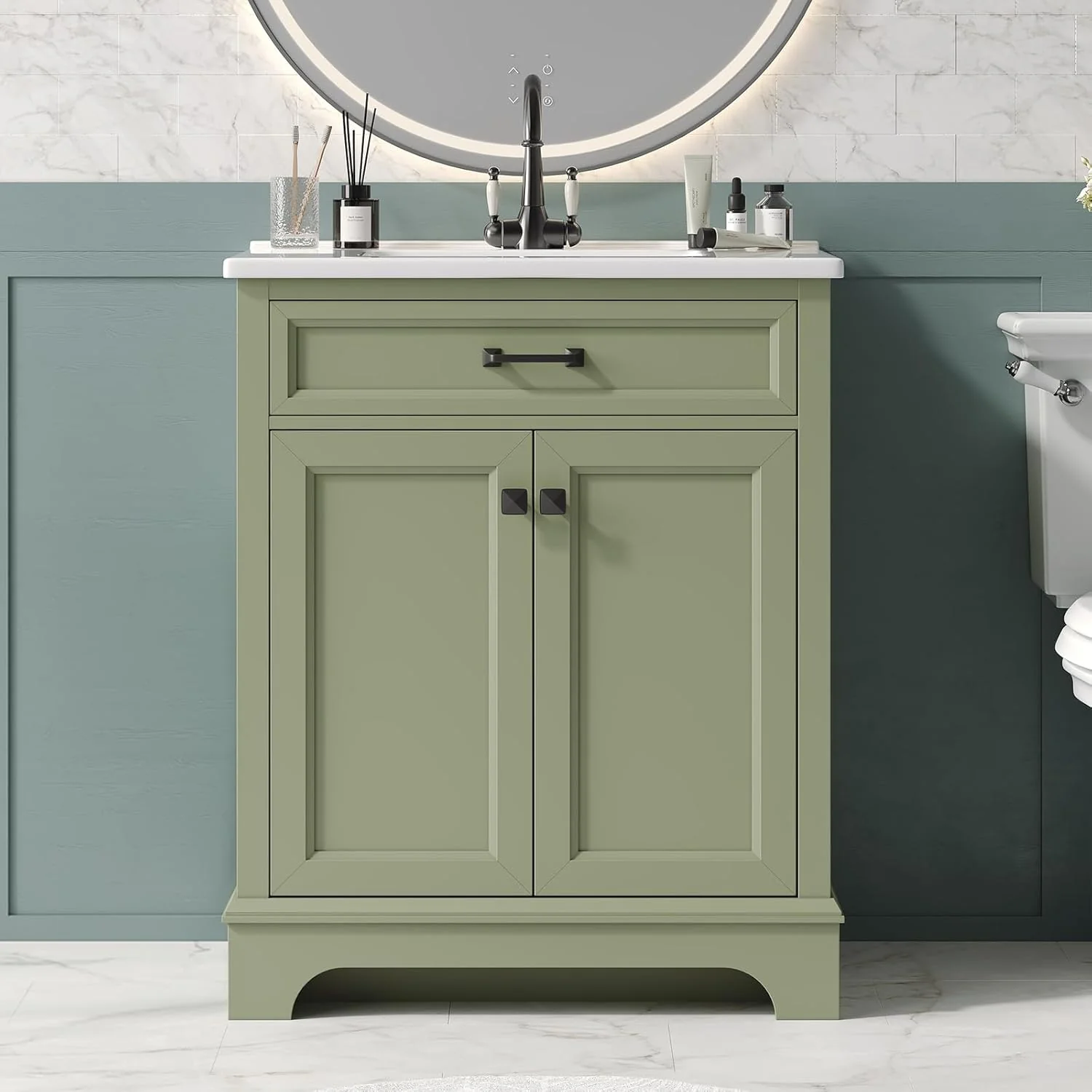 Trendy 28 Bathroom Vanity with Ceramic Sink and Adjustable Shelf28 Bathroom Vanity with Ceramic Sink and Adjustable Shelf Certified