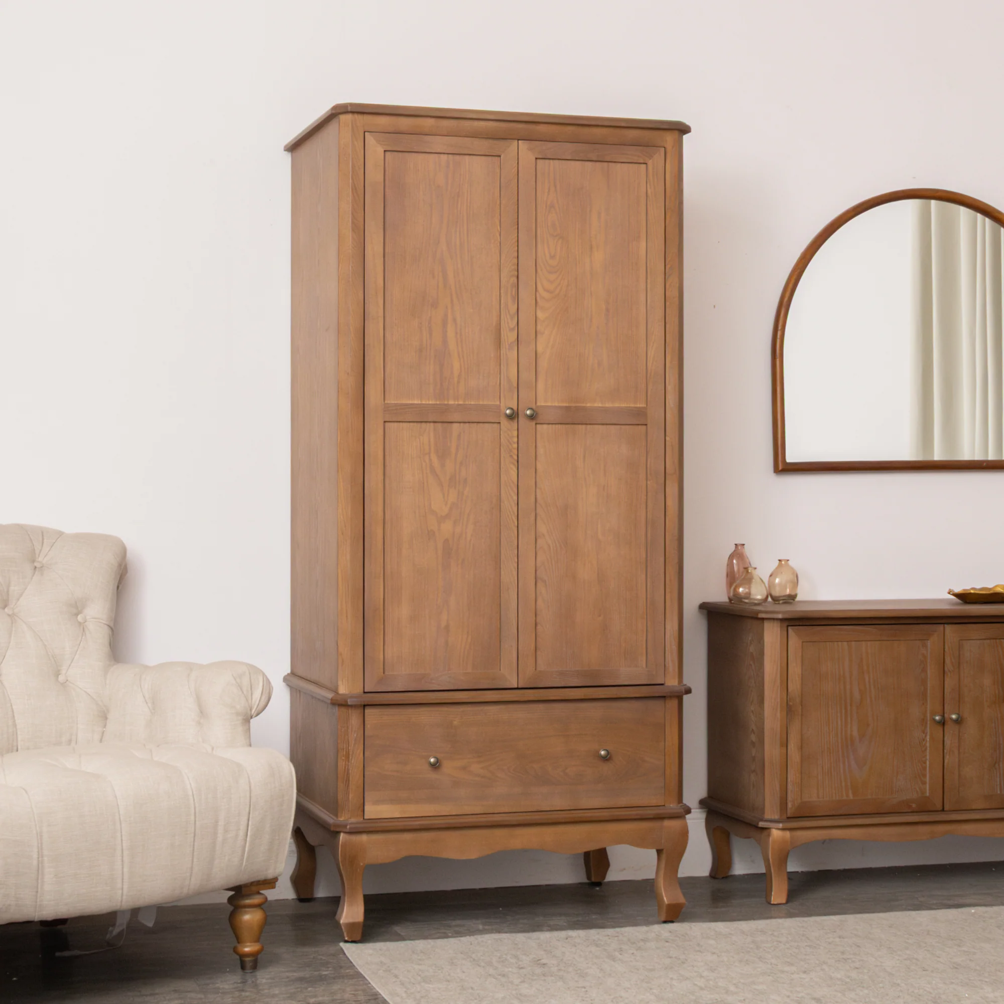 Expertly Made Tall Dark Wood Wardrobe – Ashwell Range Natural