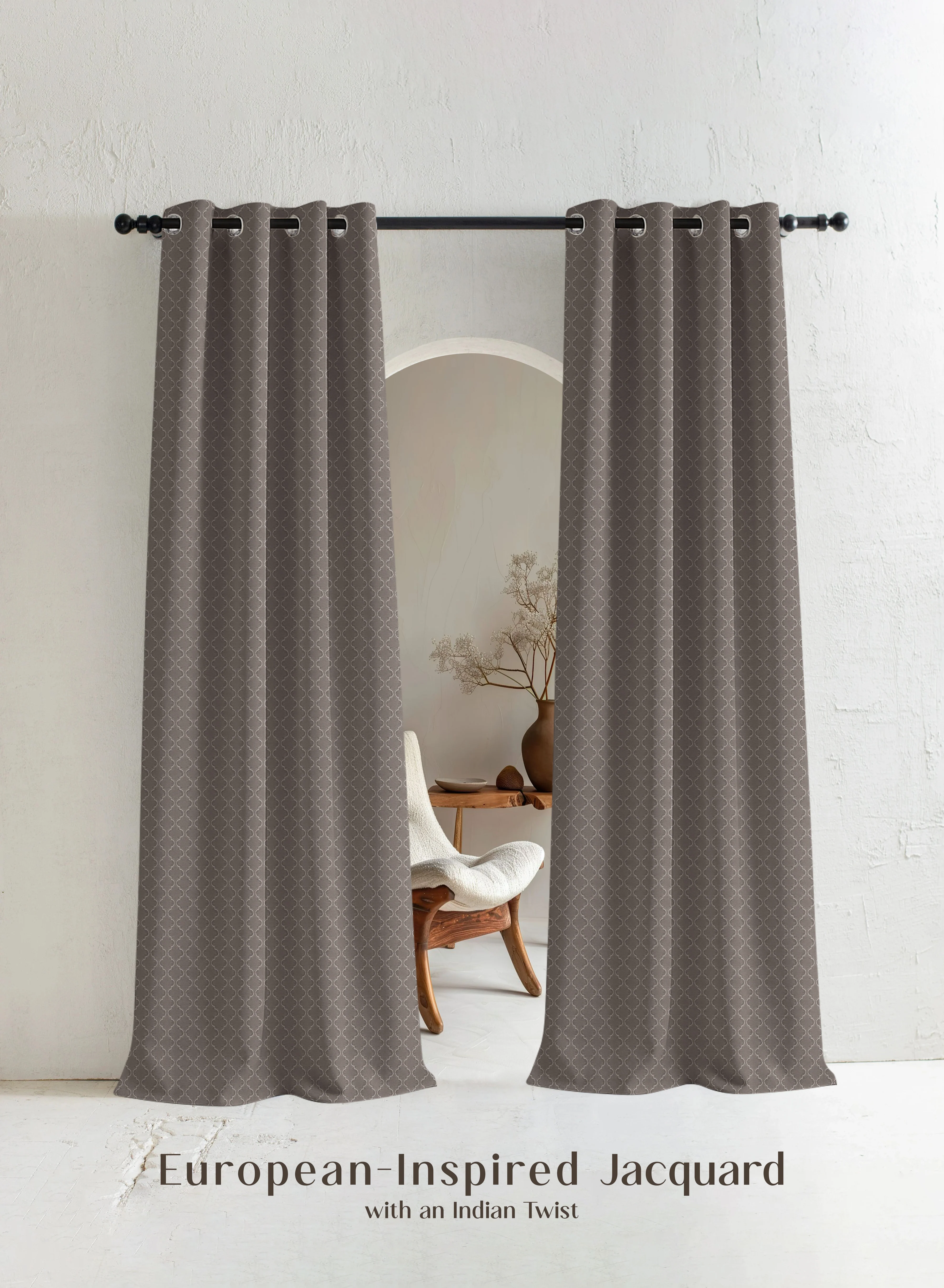 Comfortable Teramo Jacquard Room Darkening Curtains Crest Jacquard Weave Peat Brown Set of 2 Fully CustomizableThe Guide to Measuring and Choosing Curtains Responsible