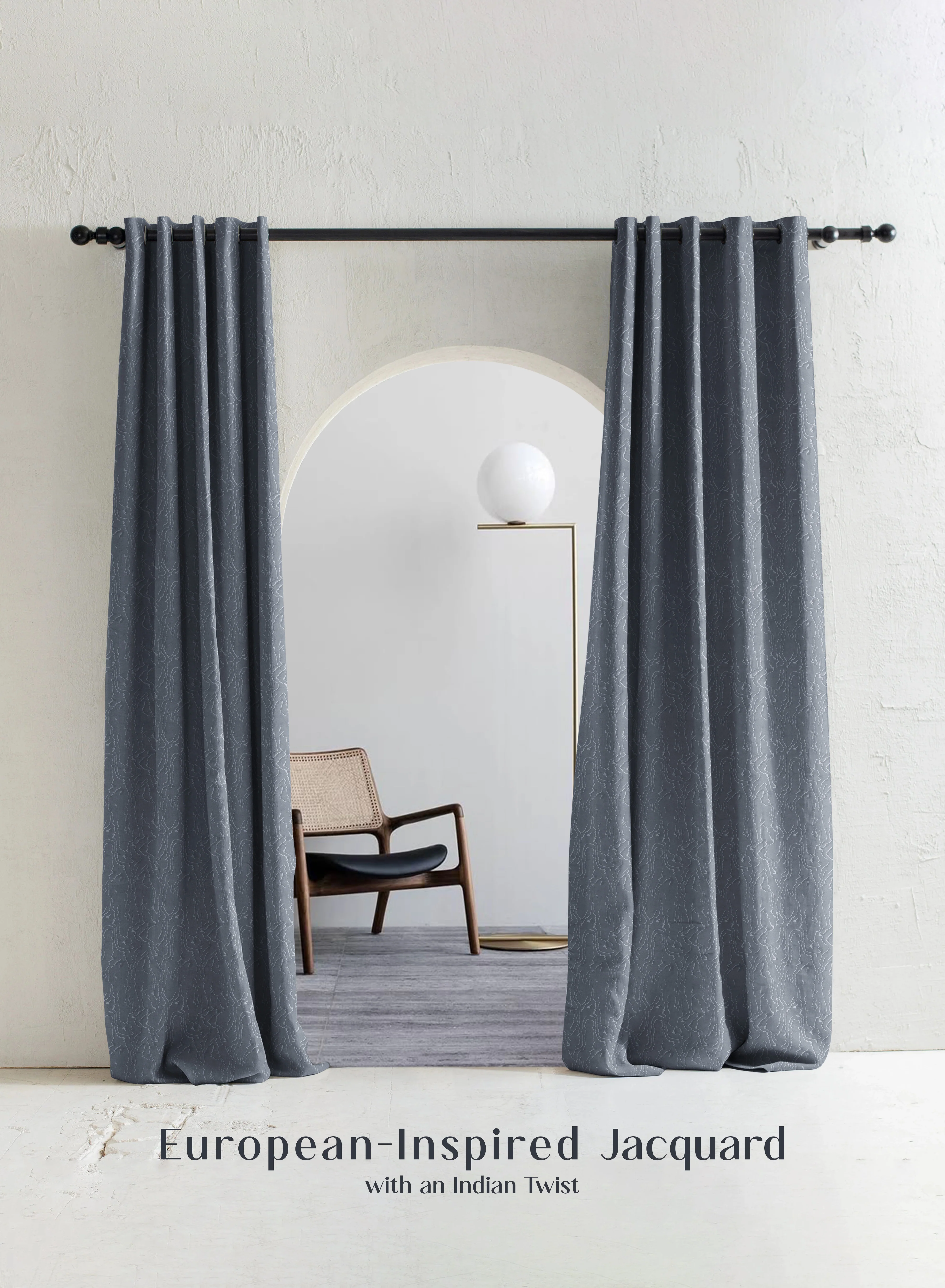Modern Teramo Jacquard Blackout Curtains Drift Jacquard Weave Total Light Block Abstract Gray Set of 2 Fully CustomizableThe Guide to Measuring and Choosing Curtains Original Design