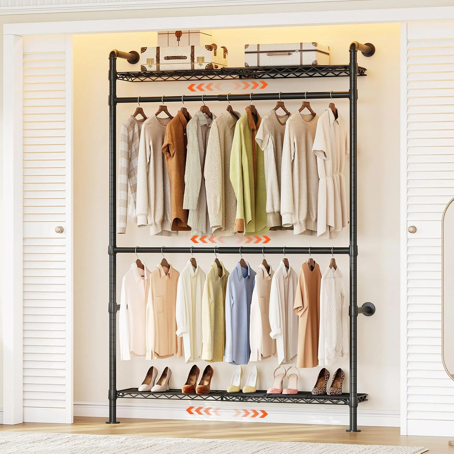 Quality Expandable Wall-Mounted Closet System 2FT-3.3FT Closet Organizer with Shelves Adjustable RodsExpandable Wall-Mounted Closet System 2FT-3.3FT Closet Organizer with Shelves Adjustable Rods Outstanding