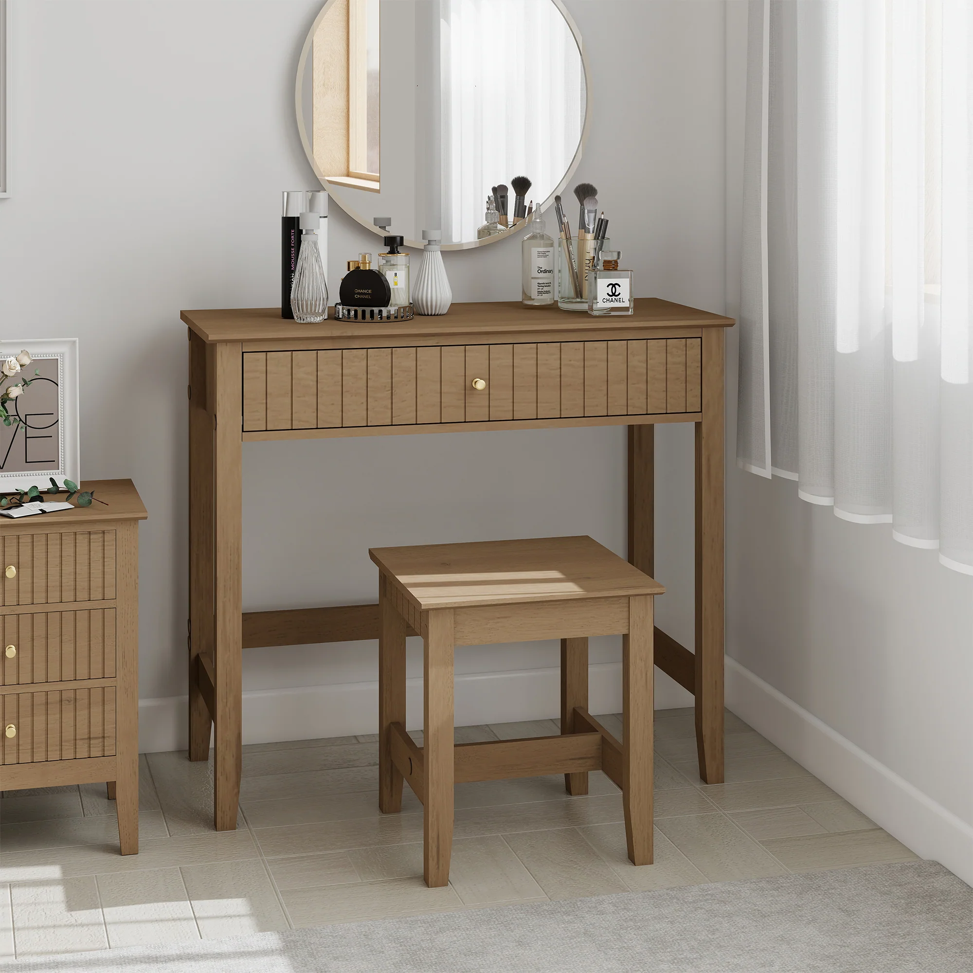 Versatile Dressing Table Stool Set – Hales Pale Wood Range Environmentally Friendly