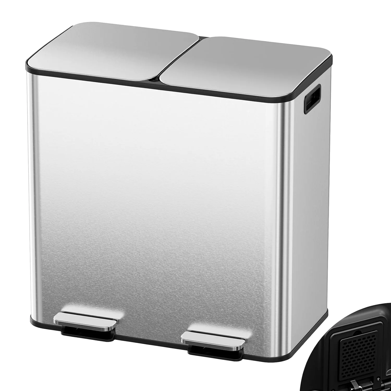 Artisan 2 x 10.6 Gal 2 x 40 L Dual Trash Can with Odor Control Box Soft-Close Lid Removable Buckets Pedals2 x 10.6 Gal 2 x 40 L Dual Trash Can with Odor Control Box Soft-Close Lid Removable Buckets Pedals Pure