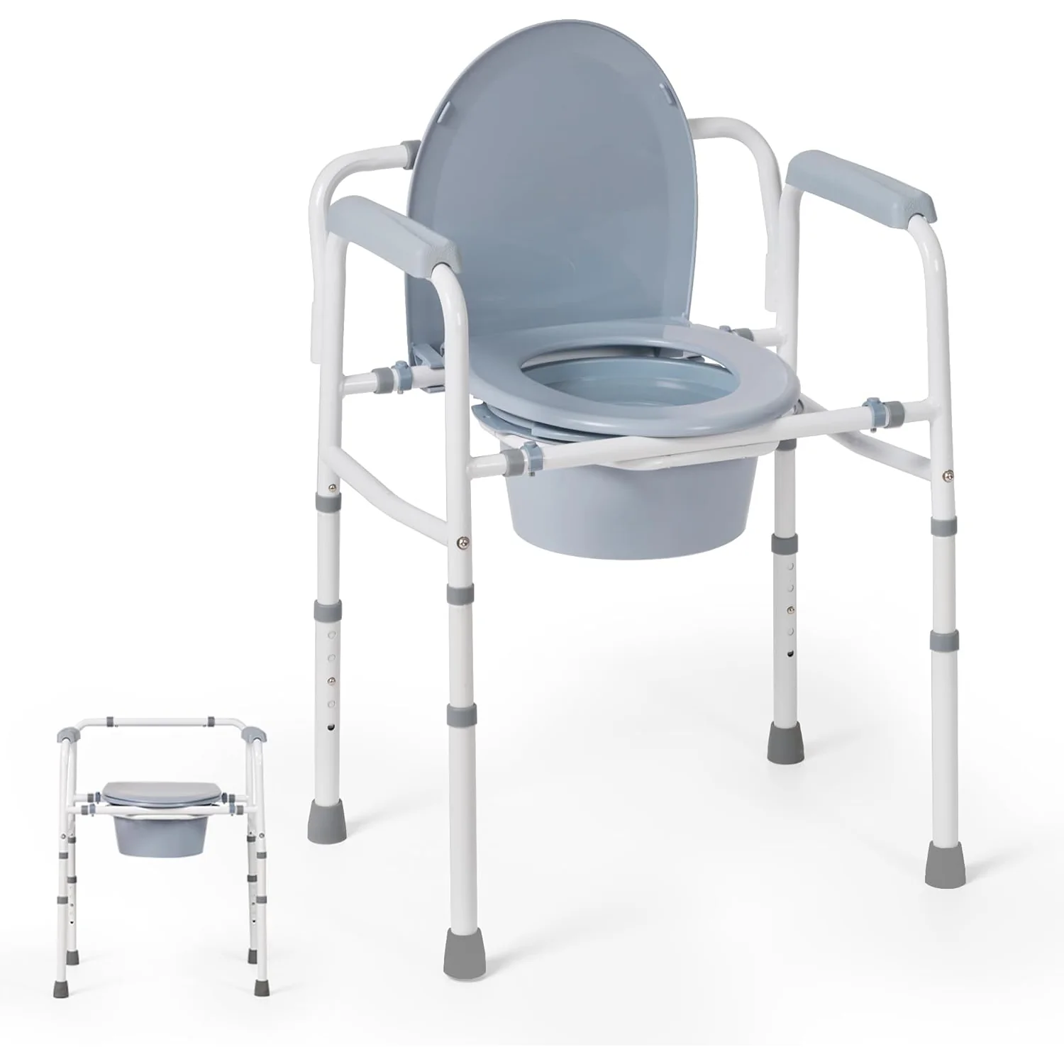 Excellent Bedside Commode Chair for Seniors Folding Portable Toilet Chair with 5 Adjustable Height Extra Wide Seat 7.5 Qt BucketBedside Commode Chair for Seniors Folding Portable Toilet Chair with 5 Adjustable Height Extra Wide Seat 7.5 Qt Bucket Advanced