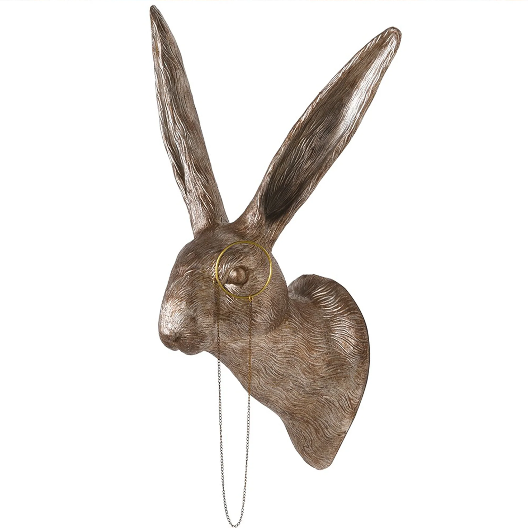 Advanced Large Wall Mounted Brass Metal Hare With Monocle Functional