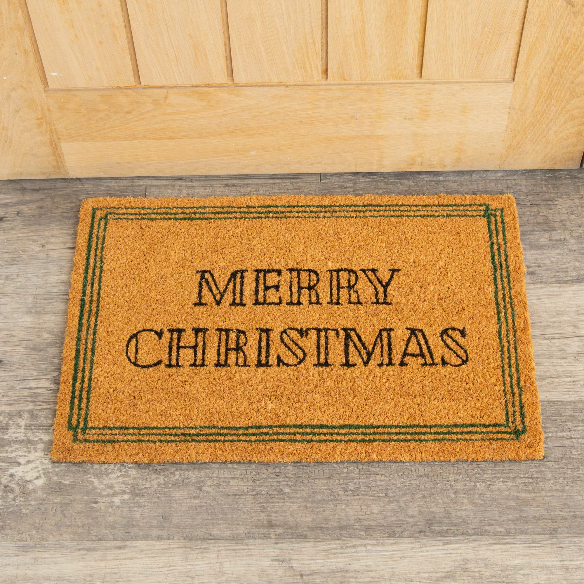 Crafted Green Natural Coir Merry Christmas Doormat – 40cm x 60cm Genuine